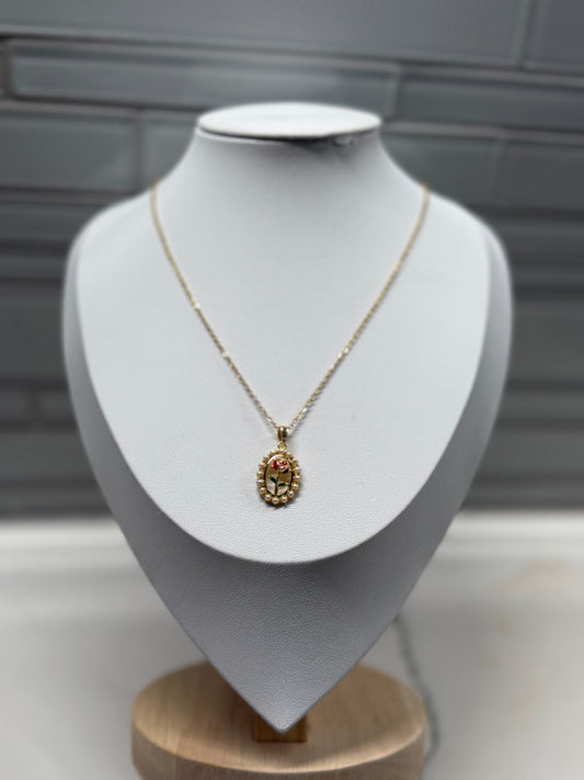 Golden Rose Frame Necklace